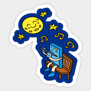 Cartoon plays flute Sticker